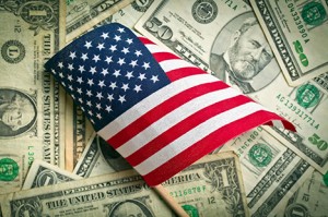 american flag with us dollars